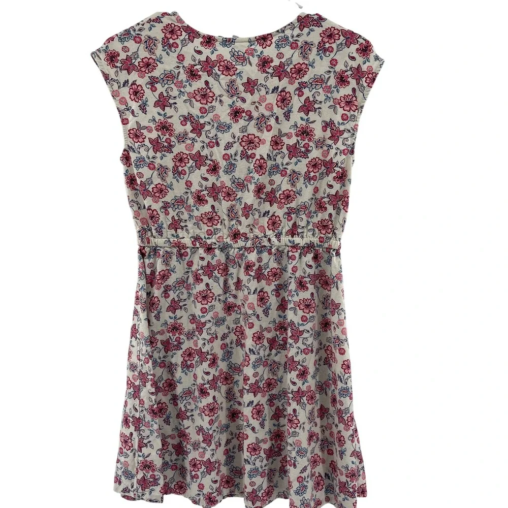 Gap Kids Girls‎ Floral Button Front Elastic Waist Dress XL 12 Beige Pink Blue